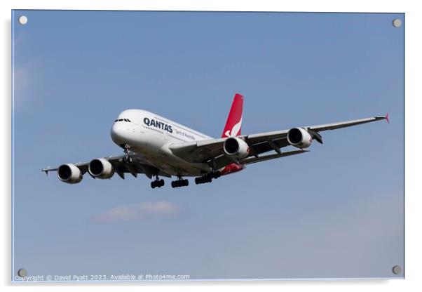 Qantas Airbus A380-842  Acrylic by David Pyatt