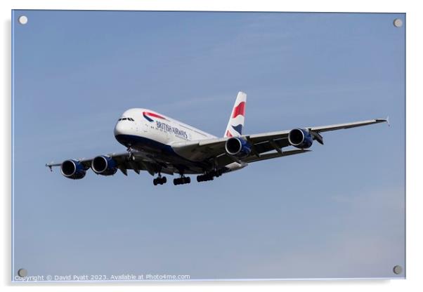 British Airways Airbus A380 Acrylic by David Pyatt