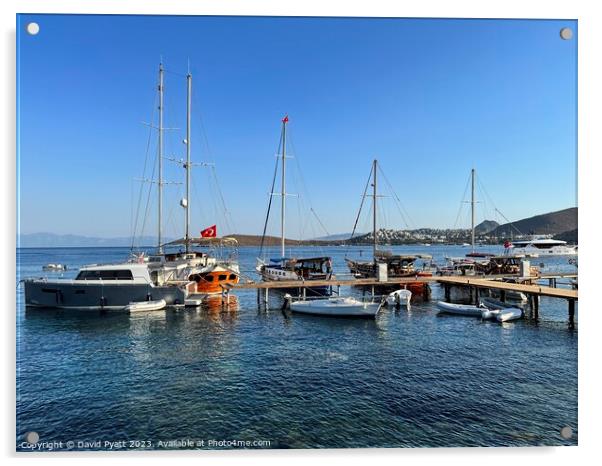 Aegean Sea Boats Bodrum  Acrylic by David Pyatt