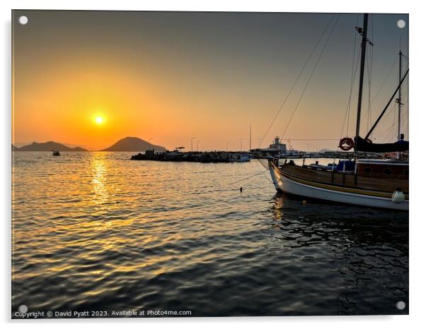 Turgutreis Harbour Sunset Vista Acrylic by David Pyatt