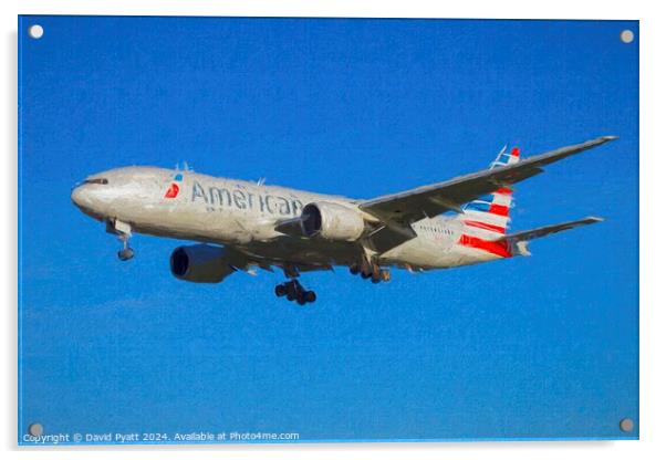 American Airlines Boeing 777 Art Acrylic by David Pyatt