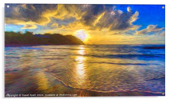 St Lucia Beach Sunset Art Panorama Acrylic by David Pyatt