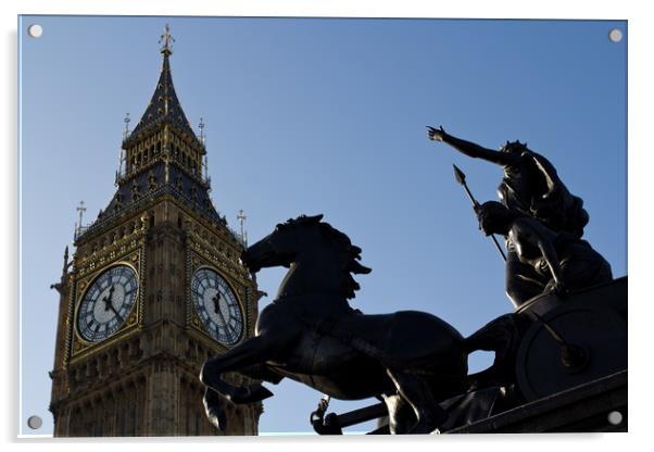 Boudica Statue and Big Ben Acrylic by David Pyatt