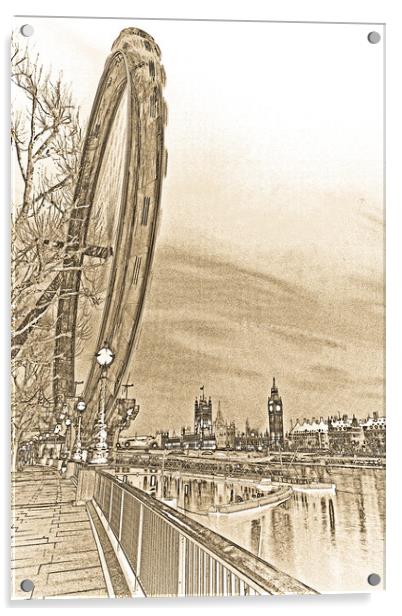 London Eye and Westminster Art Acrylic by David Pyatt