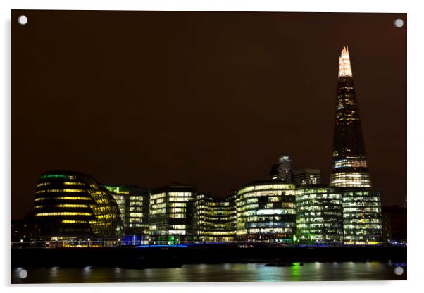 The Shard and Southbank London Acrylic by David Pyatt