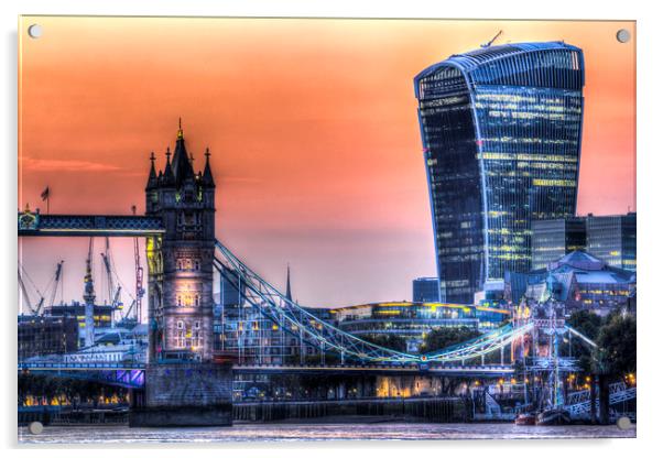 Tower Bridge and the Walkie Talkie Building Acrylic by David Pyatt