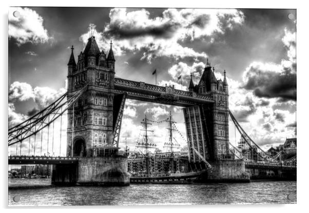 Tower Bridge and passing ship Acrylic by David Pyatt