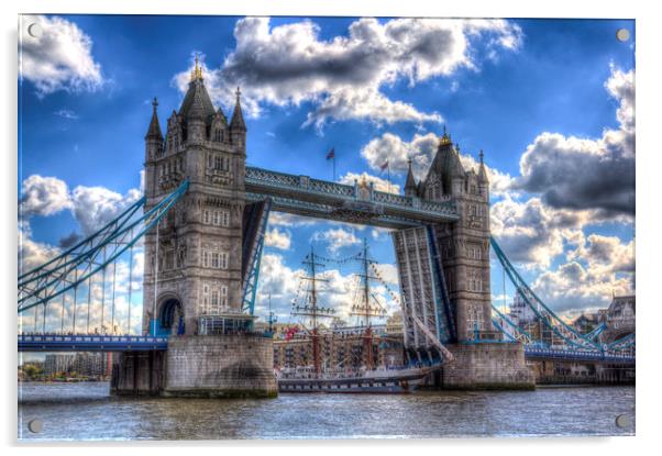 Tower Bridge and passing ship Acrylic by David Pyatt
