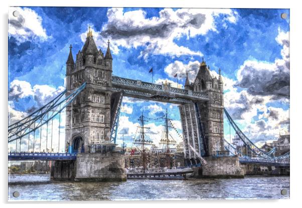Tower Bridge and passing ship Art Acrylic by David Pyatt