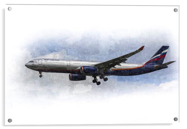 Aeroflot Airbus A330 Art Acrylic by David Pyatt