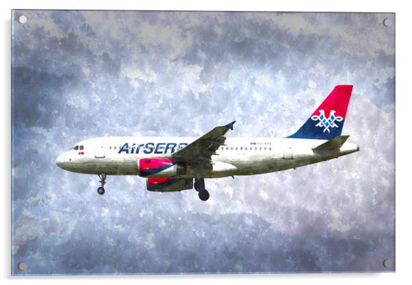 Air Serbia Airbus A319 Art Acrylic by David Pyatt