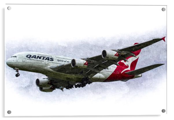 Qantas Airbus A380 Art Acrylic by David Pyatt