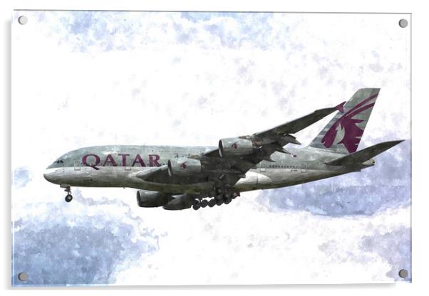 Qatar Airlines Airbus A380 Art Acrylic by David Pyatt