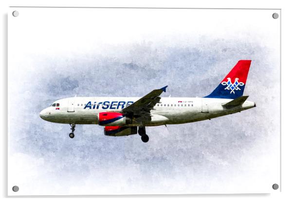 Air Serbia Airbus A319 Art Acrylic by David Pyatt