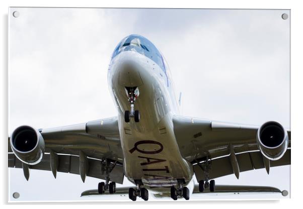 Qatar Airlines Airbus A380 Acrylic by David Pyatt
