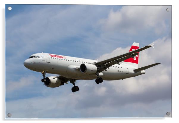 Swiss Airlines Airbus A320 Acrylic by David Pyatt
