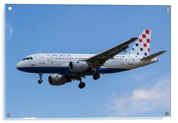  Croatia Airlines Airbus A319 Acrylic by David Pyatt