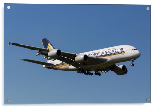 Singapore Airlines Airbus A380 Acrylic by David Pyatt