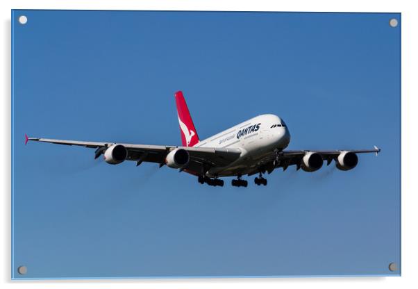 Qantas Airbus A380 Acrylic by David Pyatt