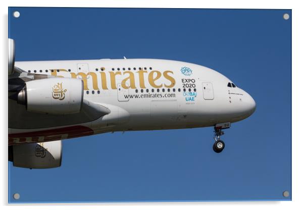 Emirates Airbus A380 Acrylic by David Pyatt