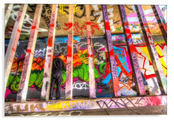 Leake Street Graffiti Artist  Acrylic by David Pyatt