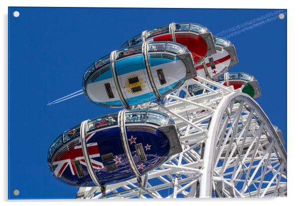 The London Eye and Jet Aircraft Acrylic by David Pyatt