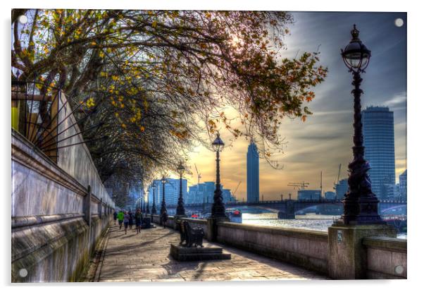 The River Thames Path Acrylic by David Pyatt