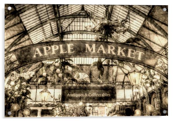 The Apple Market Covent Garden London Vintage Acrylic by David Pyatt