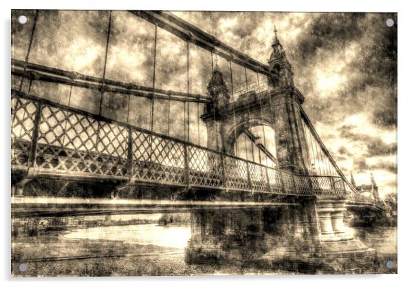 Hammersmith Bridge London Vintage Acrylic by David Pyatt