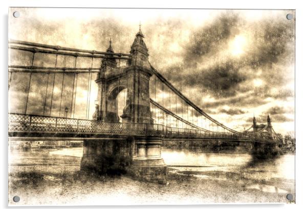 Hammersmith Bridge London Vintage Acrylic by David Pyatt
