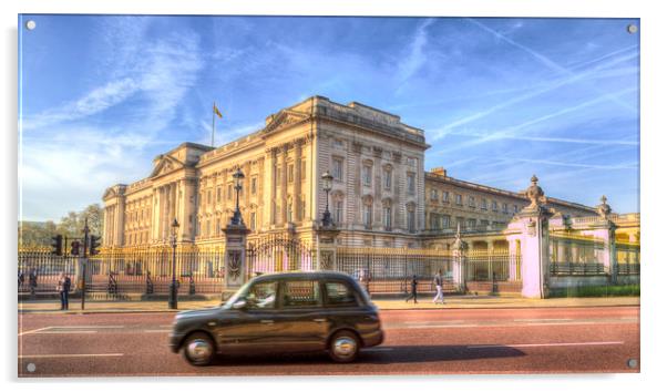 London Taxi And Buckingham Palace  Acrylic by David Pyatt