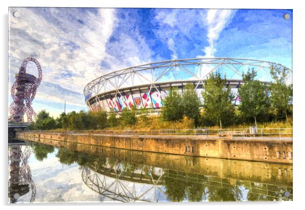 West Ham FC Stadium And The Arcelormittal Orbit Ar Acrylic by David Pyatt