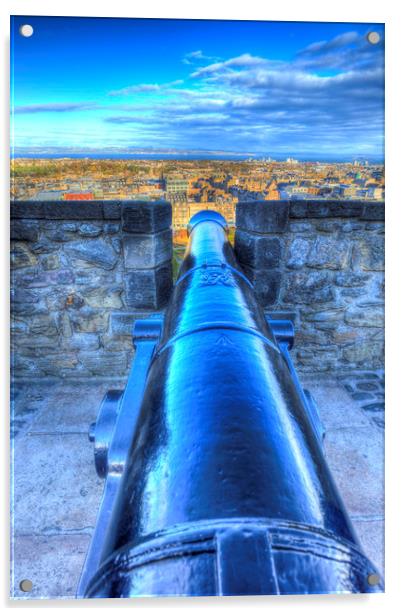 Edinburgh Castle Cannon Acrylic by David Pyatt