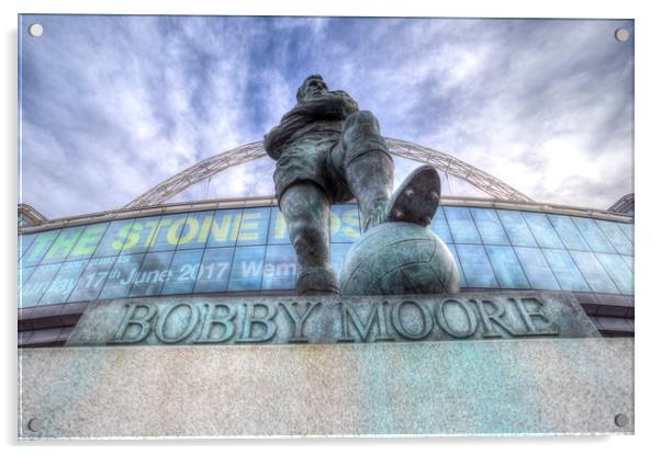 Bobby Moore Statue Wembley Stadium Acrylic by David Pyatt