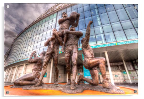 Rugby League Legends statue Wembley stadium Acrylic by David Pyatt