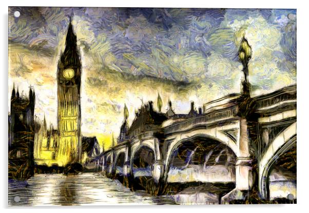 Westminster Bridge Van gogh Acrylic by David Pyatt