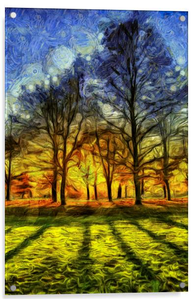 London Park Sunset Art Acrylic by David Pyatt