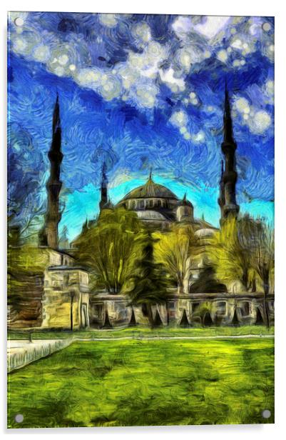 The Blue Mosque Istanbul Art Acrylic by David Pyatt