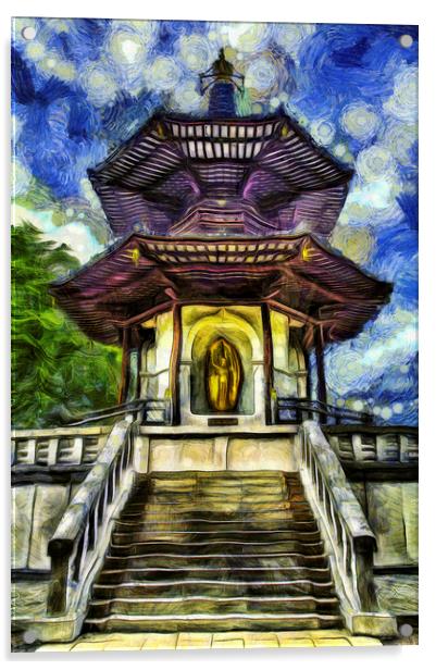 The Pagoda Van Gogh Acrylic by David Pyatt