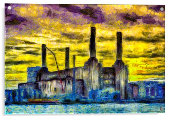 Battersea Power Station Sunset Art Acrylic by David Pyatt