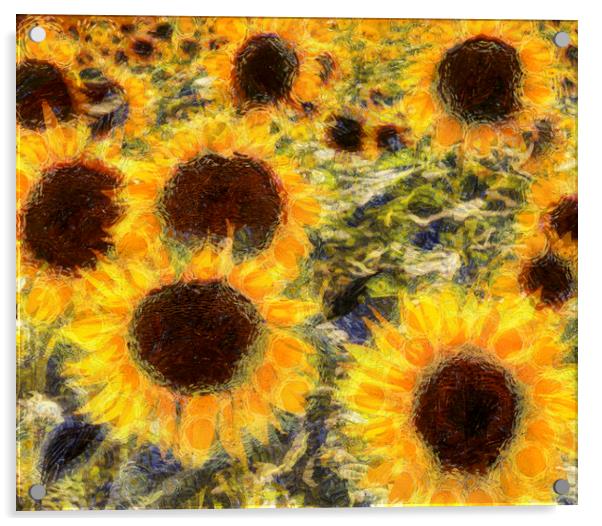 Sunflowers Summer Van Gogh Acrylic by David Pyatt
