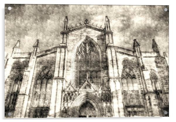 Edinburgh St Giles Cathedral Vintage Acrylic by David Pyatt
