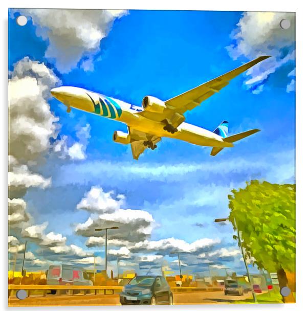 Airliner Pop Art Acrylic by David Pyatt