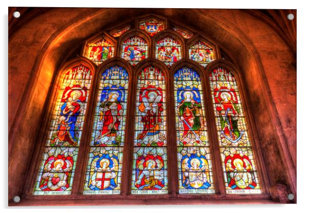 Bath Abbey Stained Glass Window Acrylic by David Pyatt