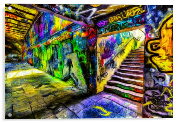 London Graffiti Van Gogh Acrylic by David Pyatt