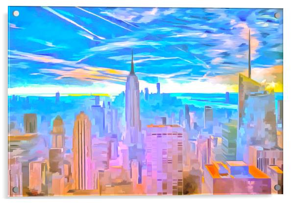 Manhattan Skyline Pop Art Acrylic by David Pyatt