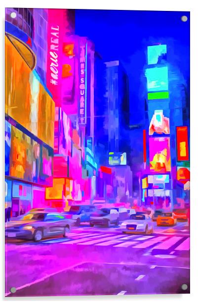 Times Square Pop Art Acrylic by David Pyatt