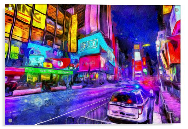 Times Square Van Gogh  Acrylic by David Pyatt