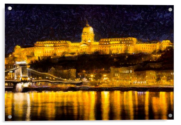 Budapest Night Art Acrylic by David Pyatt