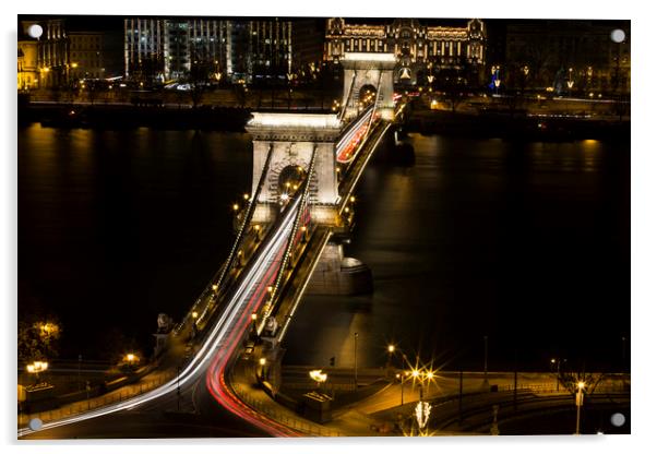 Budapest Chain Bridge Acrylic by David Pyatt